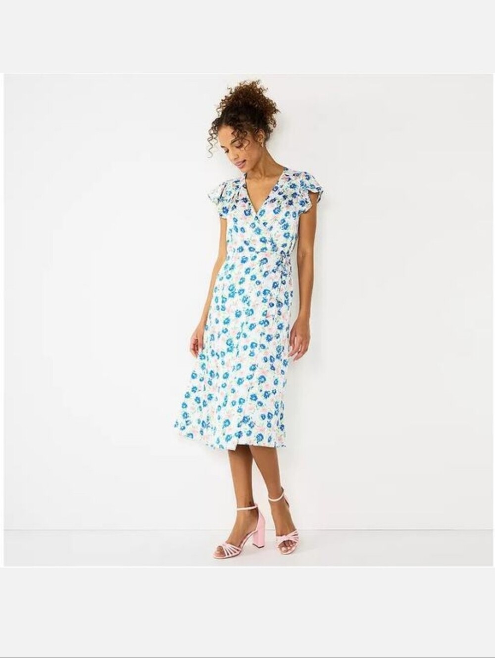 Draper James RSVP Floral Wrap Midi Dress Sz Large